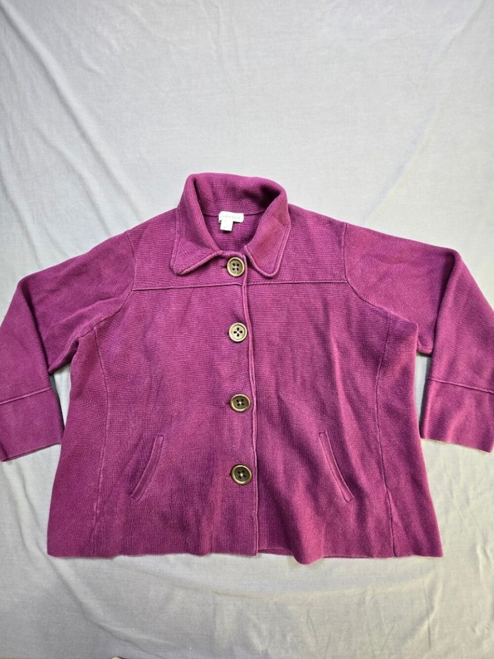 Coldwater Creek 2X Jacket Purple Button Front Cotton Collar Casual